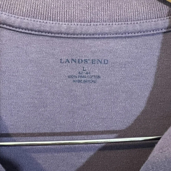 Lands End Light Purple Long Sleeve Polo Shirt Large Knit 100% Pima Cotton Golf - Picture 6 of 6